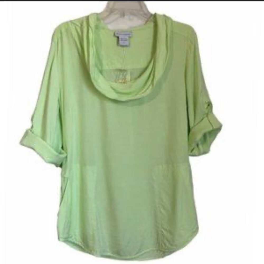 Soft Surroundings Womens Green Cozy Cowl Neck Blouse Size XS